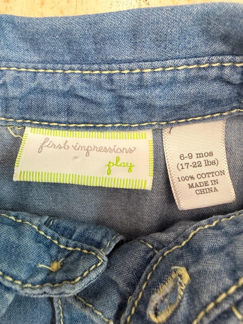 Girls Long-Sleeve Denim Button-Up Shirt - Blue 6-9 months